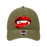 Vampire Kissing Lips Vampire Teeth Bats Halloween Dyed Cap | Artistshot