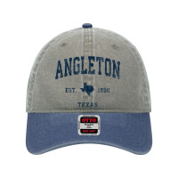 Angleton Texas Tx Vintage Athletic Navy Sports Design Dyed Cap | Artistshot