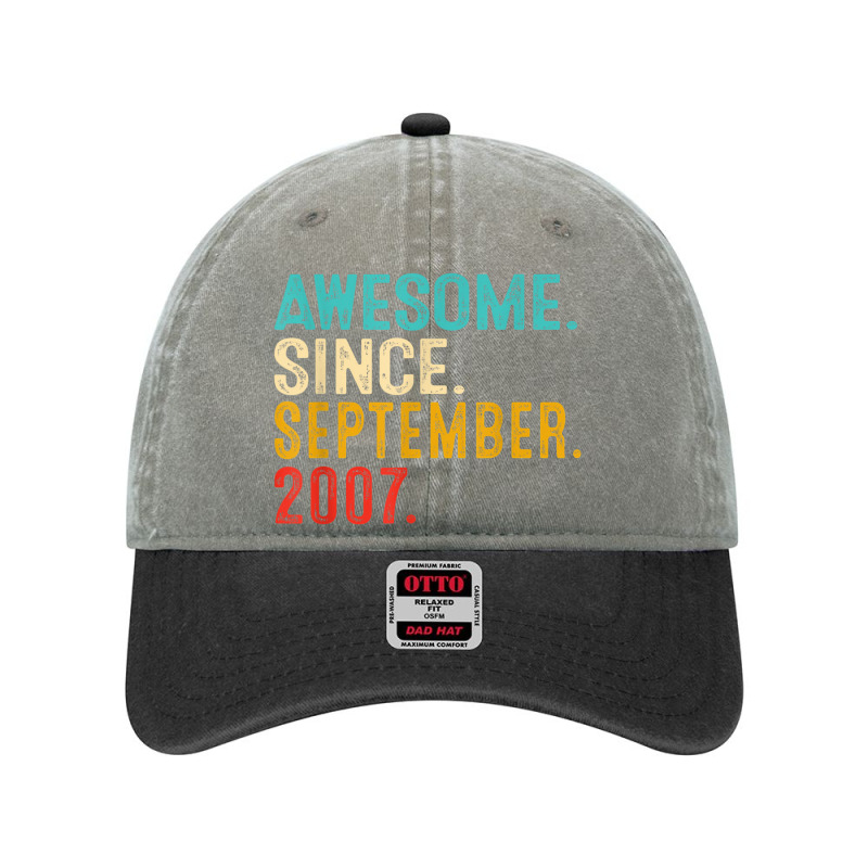 Awesome Since September 2007 15th Bday Gift 15 Year Old Boy Dyed Cap | Artistshot