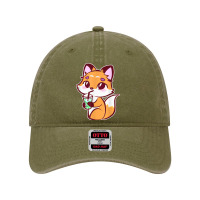 Anime Fox Drinking Bubble Tea Kawaii Dyed Cap | Artistshot