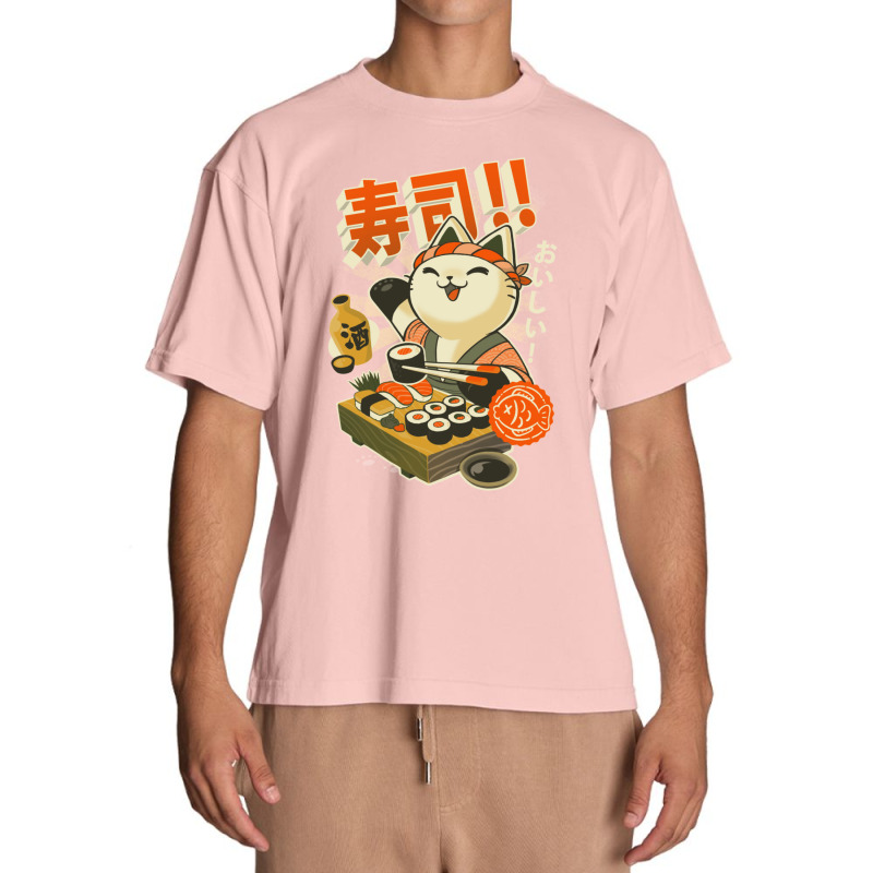 Sushi Chef Cat - Funny Restaurant Kitty - Japanese Food Urban Heavy T-shirt | Artistshot