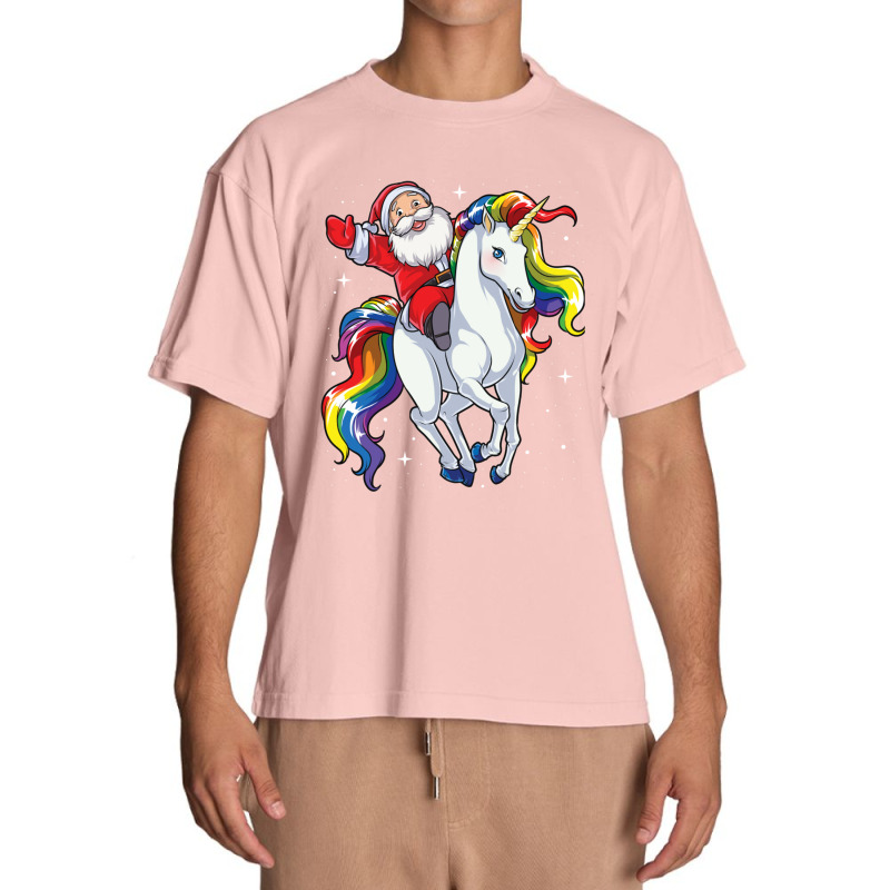 Santa Riding Unicorn T Shirt Christmas Gifts Rainbow Space Xmas Gifts  Urban Heavy T-shirt | Artistshot