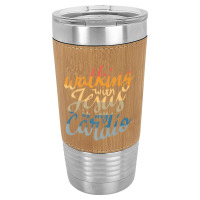 Walking With Jesus Is My Cardio   Funny Christian Workout Premium T Sh Leatherette Tumbler | Artistshot