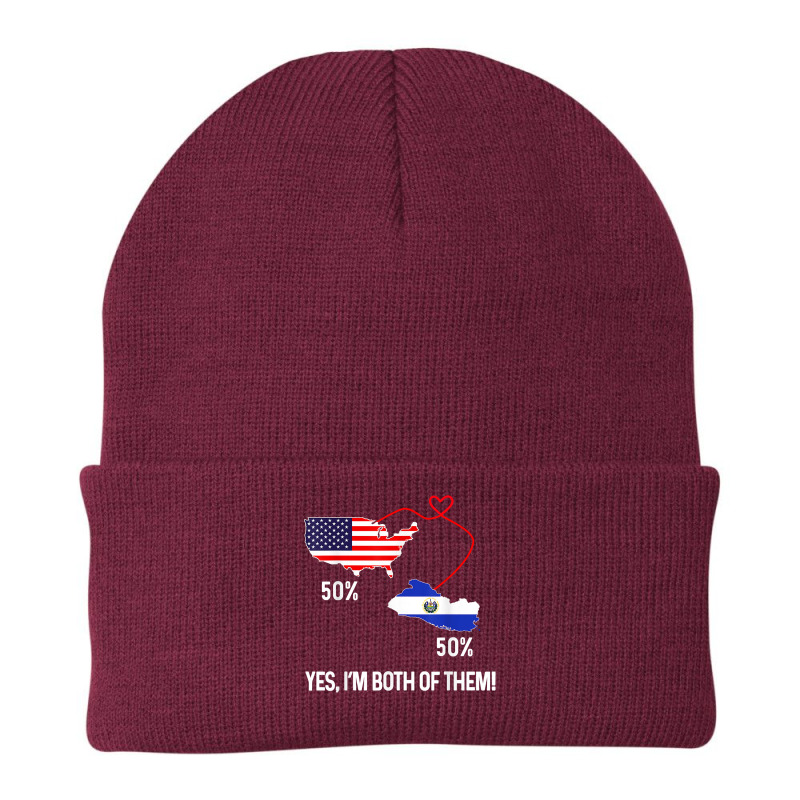 Half American Half El Salvador Flag Combined Map Salvadorian T Shirt Beanie by cm-arts | Artistshot