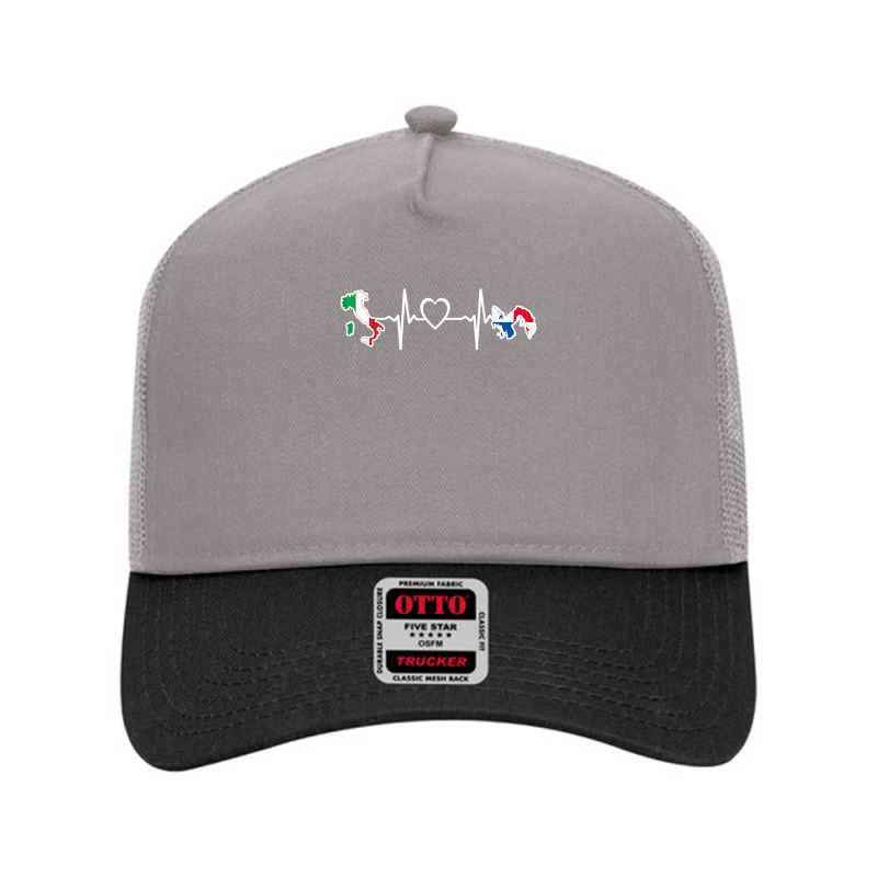 Italy Panama Flag Italian Panamanian Heartbeat T Shirt Mesh Back Trucker Hat by dubrayhecallezhd | Artistshot