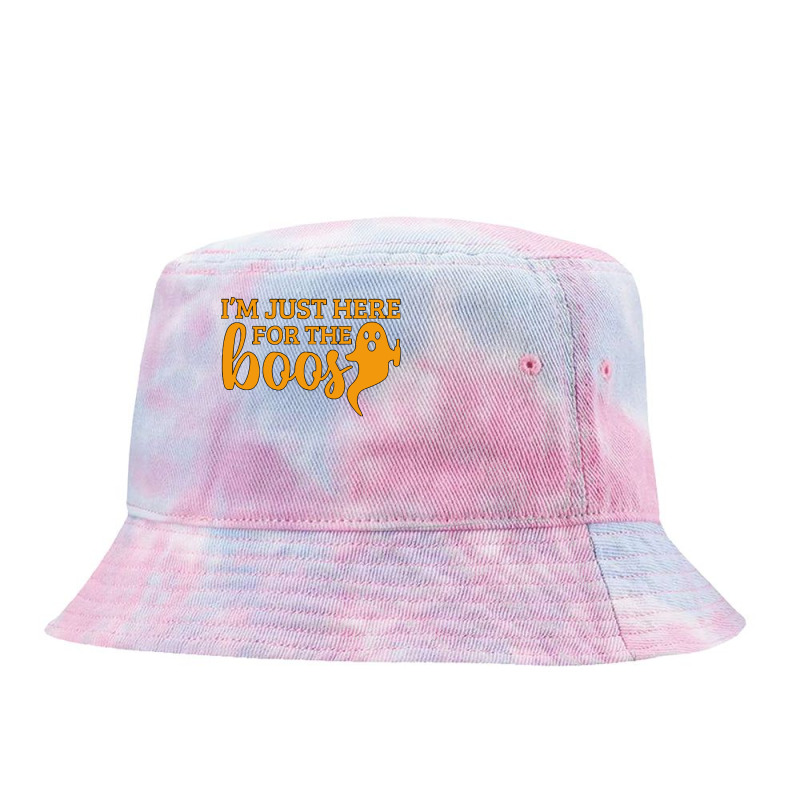 Halloween T  Shirti´m Just Here For The Boos Ghost Orange Color Text Tie Dyed Bucket Hat by nancybackground | Artistshot