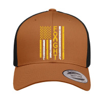 Distressed Fight Childhood Cancer Awareness American Flag T Shirt Retro Trucker Cap | Artistshot