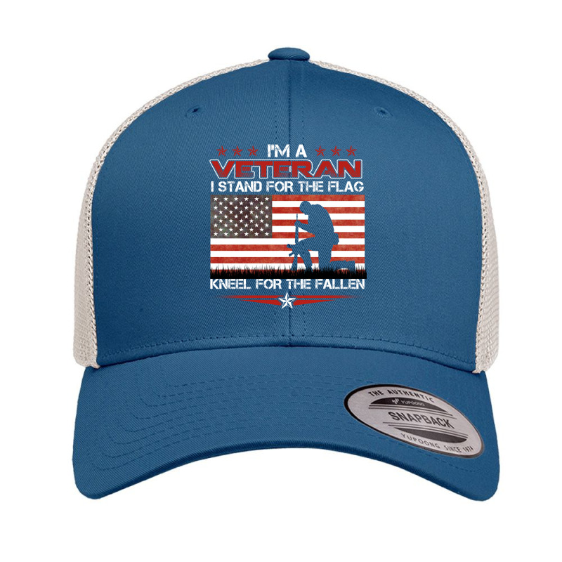 Stand For The Flag Kneel For The Fallen: Usa Veteran Retro Trucker Cap by LisaSnyder | Artistshot