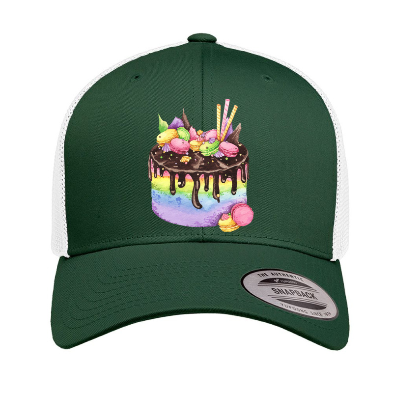 Whimsical Rainbow Birthday Cake T  Shirt Rainbow Chocolate Cake With M Retro Trucker Cap by salesmanhuh | Artistshot