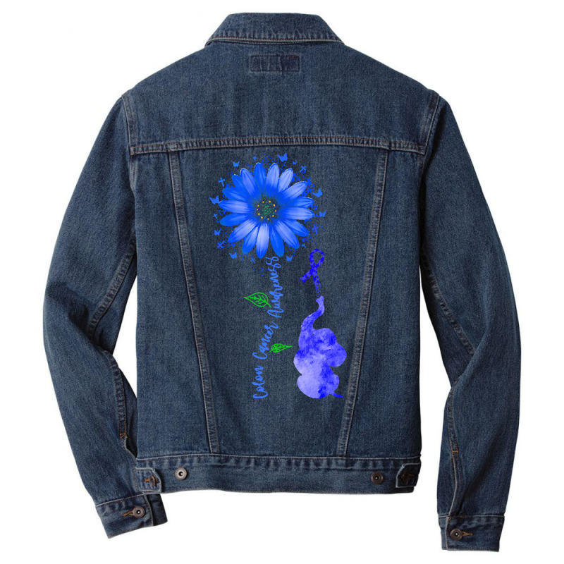 Elephants Sunflower Colon Cancer T  Shirt Elephants Sunflower Colon Ca Men Denim Jacket | Artistshot