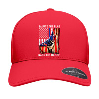 Salute The Flag Back The Badge Seamless Cap | Artistshot