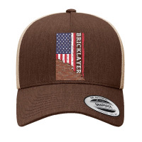 Brick Mason Bricklayer Masonry Construction Us American Flag Long Slee Yupoong Trucker Cap | Artistshot