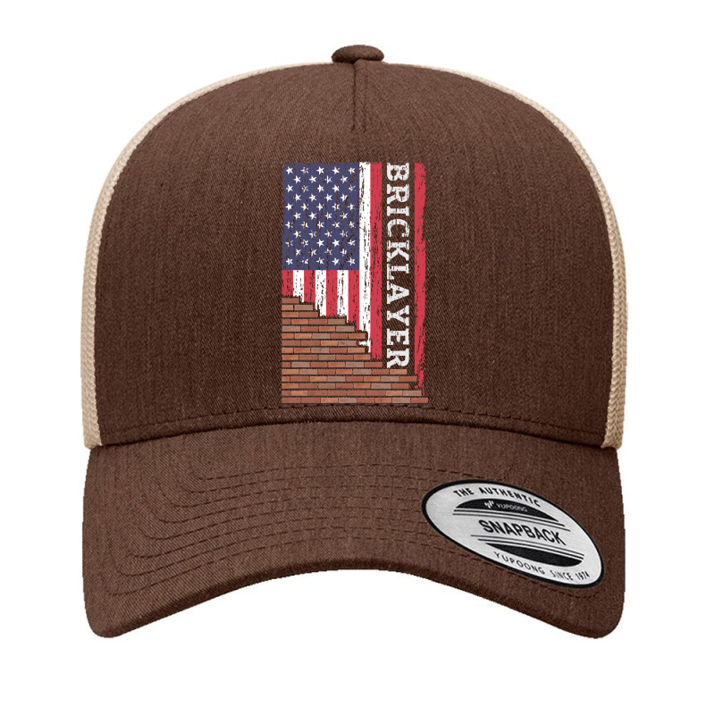 Brick Mason Bricklayer Masonry Construction Us American Flag Long Slee Yupoong Trucker Cap by adam.troare | Artistshot