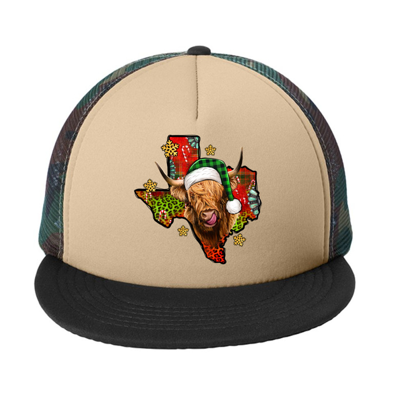 Christmas Texas Highland Cow Foam Snapback Hat | Artistshot