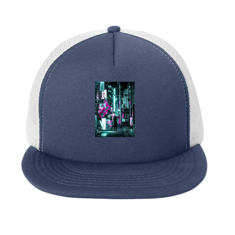 Tokyo Neon Night Synthwave Foam Snapback hat by Jeff_Nugroho | Artistshot