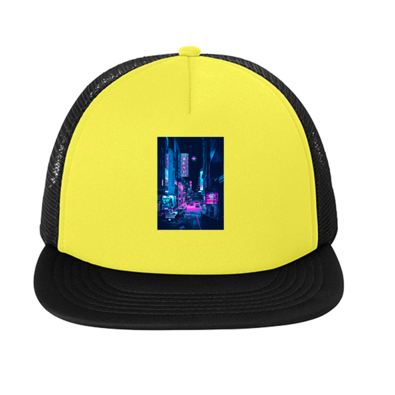 Hongkong Neon Synthwave Foam Snapback hat by Jeff_Nugroho | Artistshot