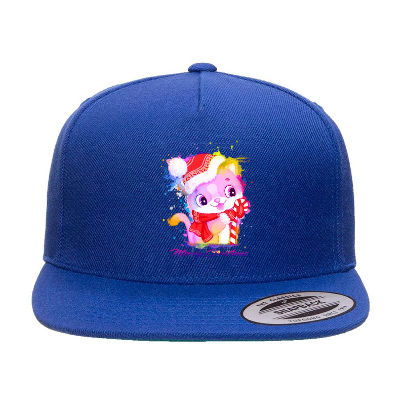 Merry Christmas Cat 5 Panel Snapback Cap | Artistshot