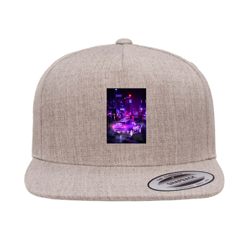 Tokyo Car Neon Synthwave 5 panel snapback cap by Jeff_Nugroho | Artistshot