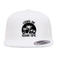 Living On Island Time Palm Trees And Sunset Black 5 Panel Snapback Cap | Artistshot