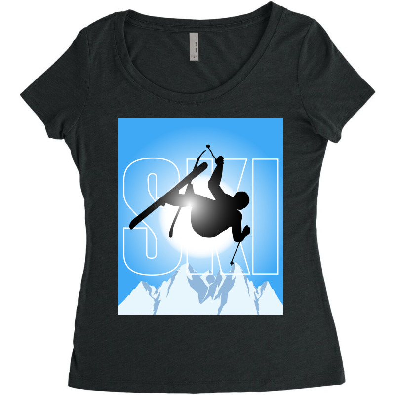 Time For Skiing Women's Triblend Scoop T-shirt by Band78 | Artistshot