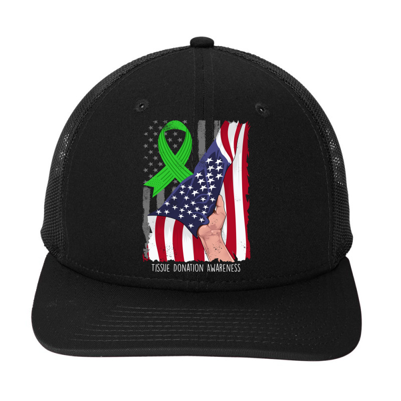 Tissue Donation Awareness Vintage American Flag Green Ribbon Sweatshir Snapback Trucker Cap by cm-arts | Artistshot