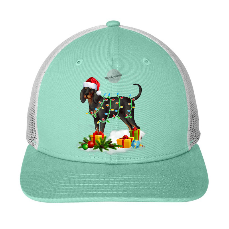 Funny Black And Tan Coonhound Dog Christmas Lights Santa Snapback Trucker Cap by Clinical | Artistshot