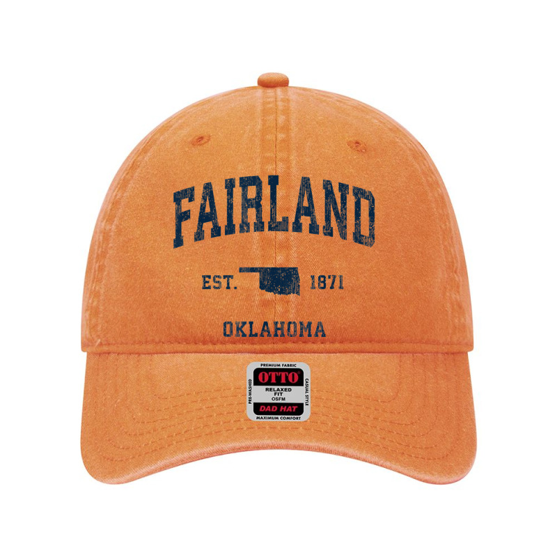 Fairland Oklahoma Ok Vintage Athletic Navy Sports Design Dyed Cap by Color | Artistshot