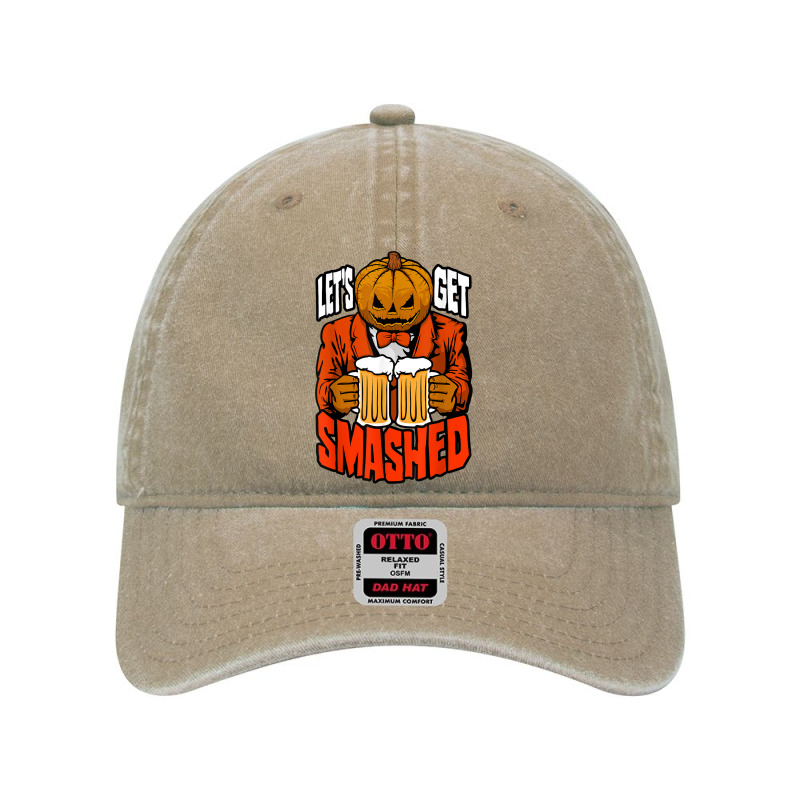 Let's Get Smashed Pumpkin Halloween Drinking Beer Bartender Dyed Cap by Bewitch | Artistshot