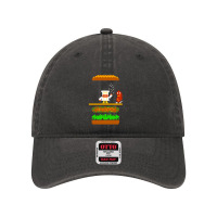 Burger Time Retro 80's Arcade Game Design Dyed Cap | Artistshot