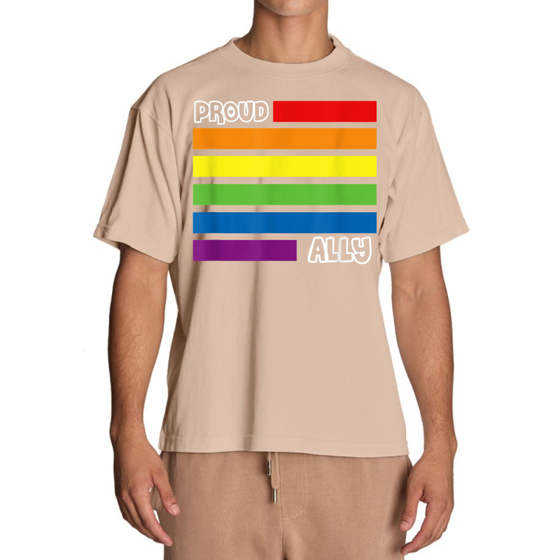 Proud Ally Pride Shirt Gay Lgbt Day Month Flag Rainbow Urban Heavy T-shirt | Artistshot