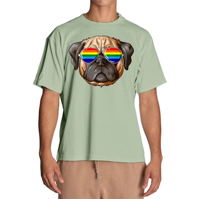 Pug Gay Pride Flag Lgbt Rainbow Sunglasses Pug Urban Heavy T-shirt | Artistshot