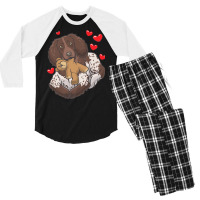 Soft Toy T  Shirt German Spaniel With Stuffed Animal And Hearts T  Shi Men's 3/4 Sleeve Pajama Set | Artistshot