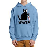 Funny Black Cat What Cute Suspicious Kitten Gift Women Men Premium Urban Pullover Hoodie | Artistshot