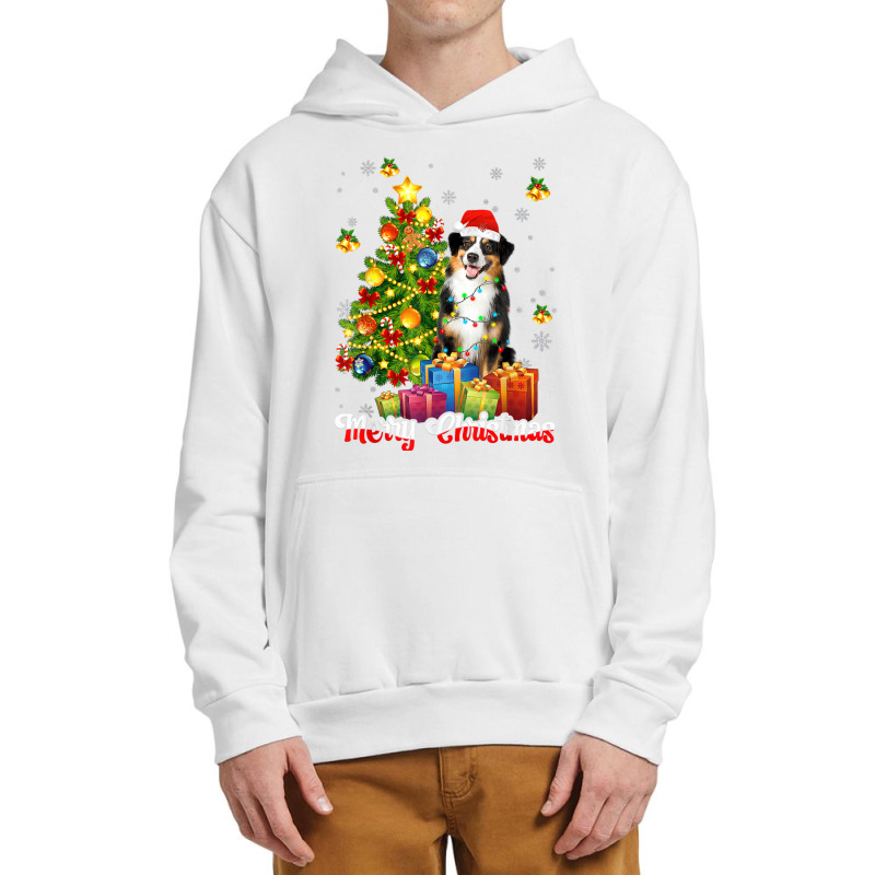 Australian Shepherd Santa Christmas Tree Lights Xmas Aussie T Shirt Urban Pullover Hoodie | Artistshot