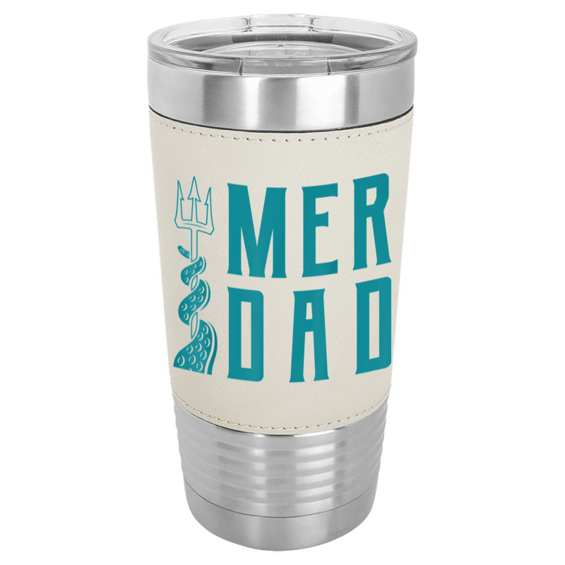 Mens Merdad Shirt Trident Mermaid Dad Tshirt Leatherette Tumbler | Artistshot