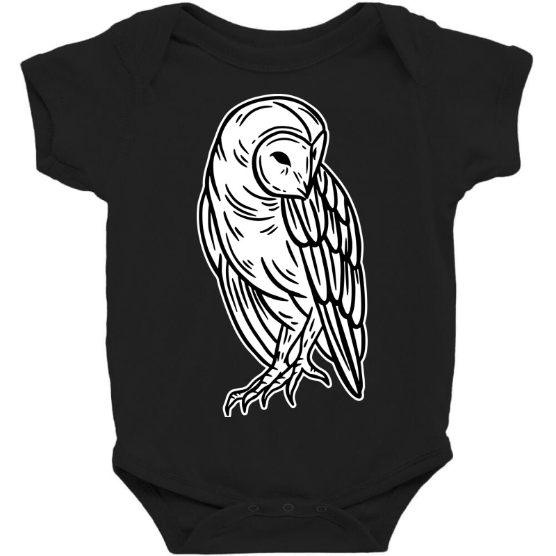 White Bird Owl Looking  Art Baby Bodysuit by Morspective | Artistshot