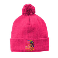 75.a Child Of God, A Warrior Of Christ, Black Girl Juneteenth Pom Pom Beanie | Artistshot