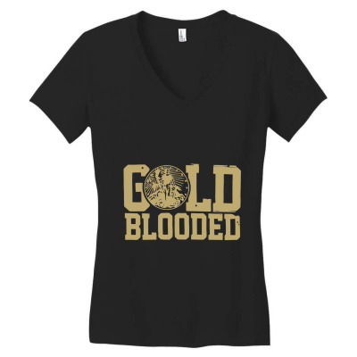 Gold Blooded Classic Women's V-neck T-shirt Designed By Blackteeart