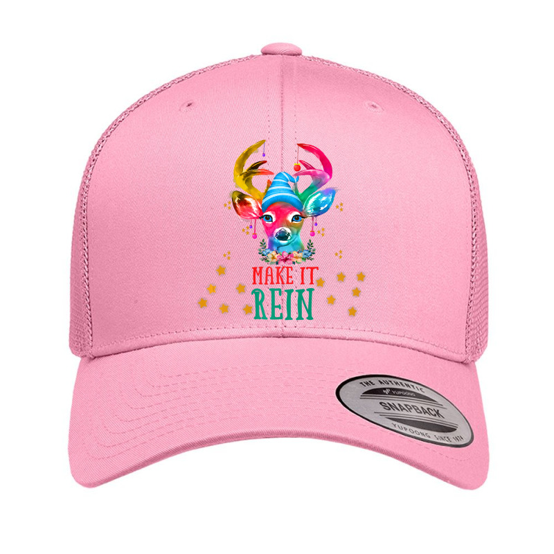 Peace Christmas Deer Watercolor Cute Reindeer Make It Rein 516 Retro Trucker Cap | Artistshot