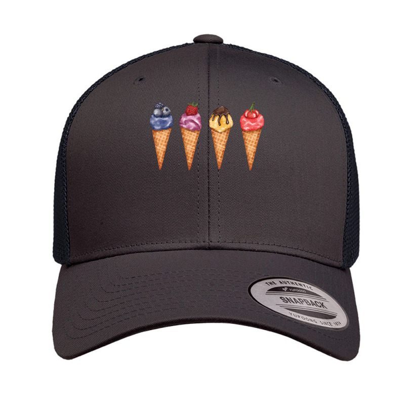 Assorted Ice Cream Cones T  Shirt Assorted Ice Cream Cones Set   Blueb Retro Trucker Cap by larkhorse | Artistshot