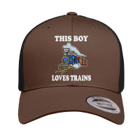 This Boy Loves Trains Gift Train Wagon Lover Gifts T Shirt Retro Trucker Cap | Artistshot