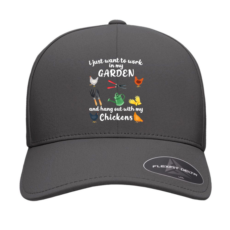 Chicken Chick I Just Want To Work In My Garden And Hang Out Chicken 28 Seamless Cap by circularflap | Artistshot