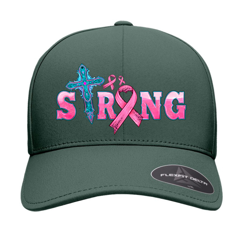 Strong With Cross Ribbon Seamless Cap | Artistshot