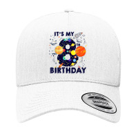 Kids Outer Space 8 Year Old 8th Birthday Party Boys Girls T Shirt Yupoong Trucker Cap | Artistshot