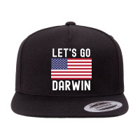 Let's Go Darwin American Flag - White Letters Version 5 Panel Snapback Cap | Artistshot