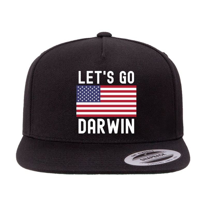 Let's Go Darwin American Flag - White Letters Version 5 panel snapback cap by Magasinfinite | Artistshot