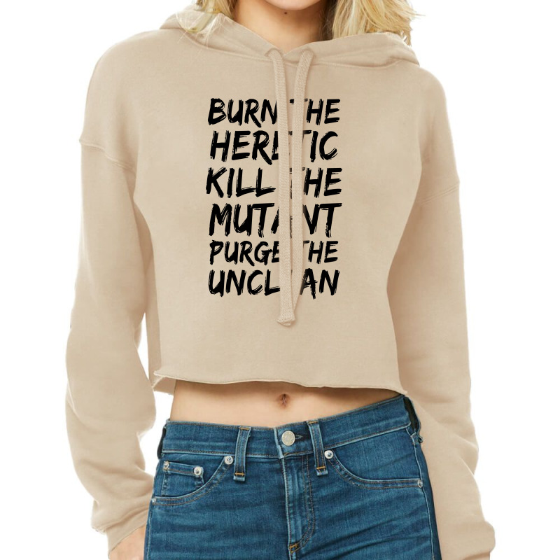 Burn The Heretic Cropped Hoodie by Black White | Artistshot