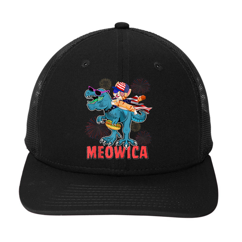 4h Of July Meowica Ca Riding Rex Dinosaur Usa Flag Boys Snapback Trucker Cap by cm-arts | Artistshot