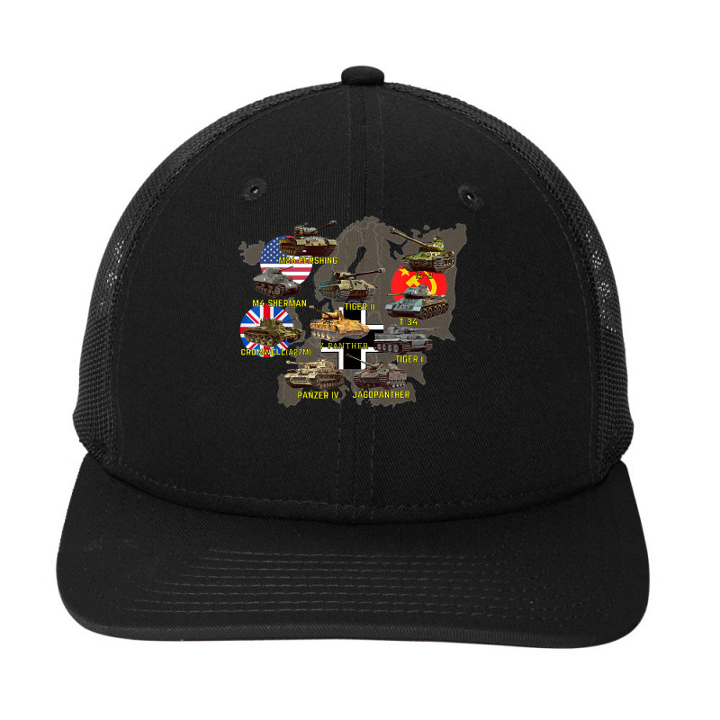 Top Ten Best Ww2 Tanks M4 Sherman Panzer Iv Tiger Ii T-34 Snapback Trucker Cap by JonathonBarringer | Artistshot