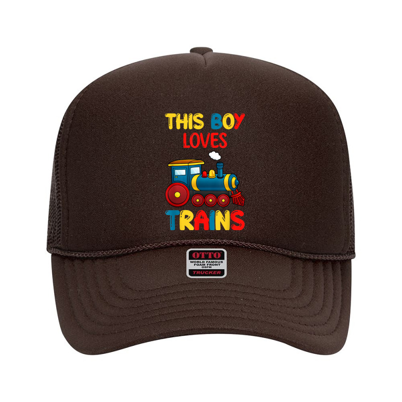 This Boy Loves Trains Locomotives And Wagon! Kid Boys Train T Shirt Foam Trucker Hat by cm-arts | Artistshot